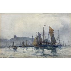 Albert George Strange (British c.1855-1917): The Herring Fleet Off Scarborough, watercolou...