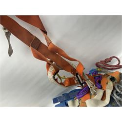 Collection of 1960s/70s climbing equipment including two original Hamish McInnes Pterodactyl ice axes, Joe Brown helmet, carabiners, ropes and wires etc