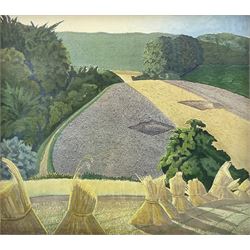 After John Nash CBE RA (1893-1977): 'The Cornfield', print, original title label verso 47cm x 52cm