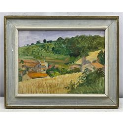 Rupert Norman Shephard (Australian 1909-1992): 'Cornfields - St. Croix a Lauze', oil on board signed and dated 1976, titled verso 29cm x 39cm 