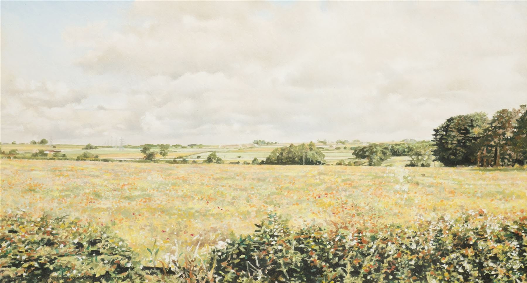 John Mawbey (British 20th Century): 'Poppy Field Near Langton - North Yorkshire', pastel signed titled and dated 1992, 20cm x 37cm 