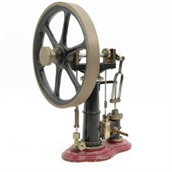 Scratch built model, Benson Vertical Over Crank steam engine, wheel 15.5cm diameter, H23.5cm