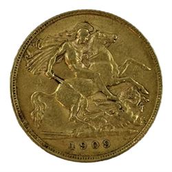 King Edward VII 1909 gold half sovereign coin