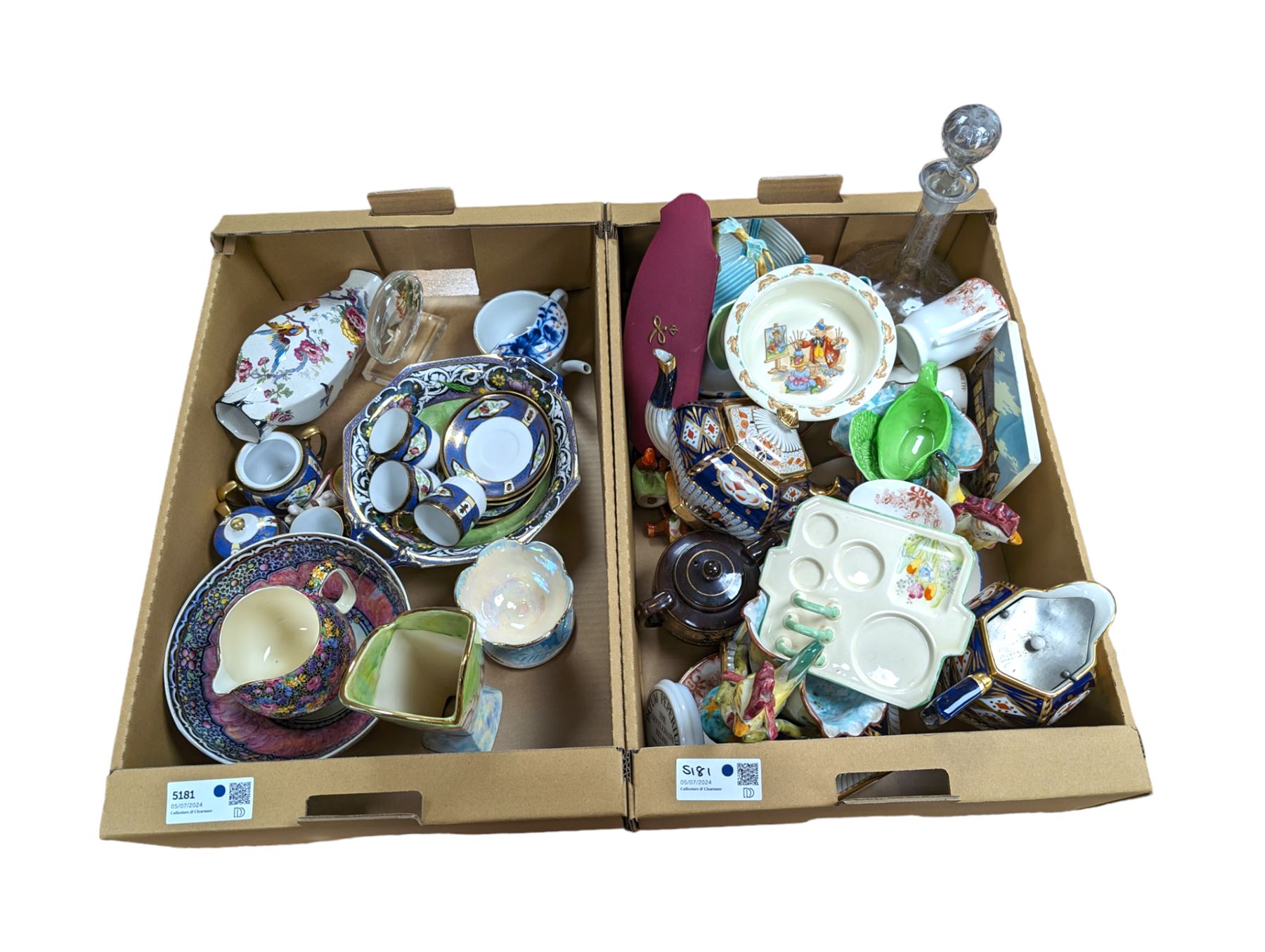 Royal Winton Grimwades chintz jug, Royal Bradwell vase, Noritake tea wares and other ceramics and glassware, in two boxes 