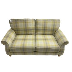 NEXT Home - traditional shaped two seat sofa upholstered in lime and grey tartan fabric