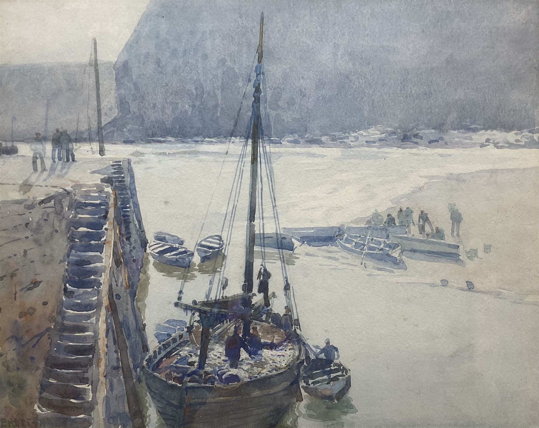 Ernest Dade (Staithes Group 1864-1935): The Quayside, watercolour signed and dated '97, 25cm x 31cm