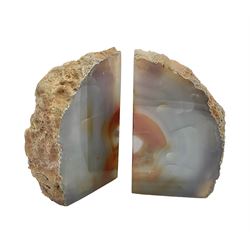 Pair of brown agate, natural edged bookends, H11cm