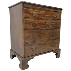 George III mahogany bachelor's chest, moulded rectangular top over slide and four graduating drawers, on bracket feet