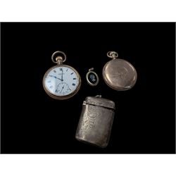 Two gold plated pocket watches, including open faced Vertex example, together with a silve...