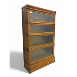 Globe Wernicke - early 20th century oak four-tier stacking library bookcase, four glazed s...