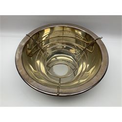 Large silver-plated champagne cooler, by Cassetti Fatto A Mano Italy, of plain circular form, with flat rim, D44.5cm