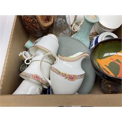 Royal Doulton Darjeeling pattern tea set for six, comprising teacus, saucers, dessert plates, milk jug and sucrier, together with other ceramics and collectables, in two boxes