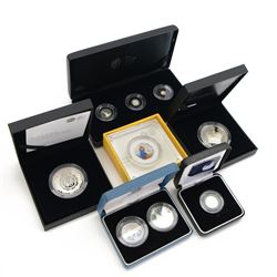 Six The Royal Mint United Kingdom silver proof coins or sets, comprising 1992 ten pence tw...