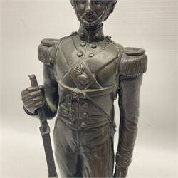 Bronzed figure of a Grenadier guard, H33cm