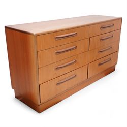 G-Plan - mid-20th century 'Fresco' teak wideboy chest, fitted with eight drawers, on skirted base