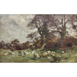 Owen Bowen (Staithes Group 1873-1967): Sheep Grazing at 'Collingham Bank near Wetherby', o...