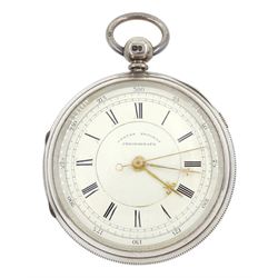 Victorian silver centre seconds key wound chronograph pocket watch by John Blackhurst, Cre...