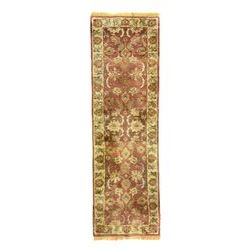 Persian Zeigler crimson ground runner rug, field decorated with scrolling foliate patterns with palmette motifs, enclosed by a camel guard band with further floral designs