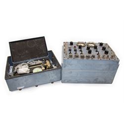 Cased military issue valve tester, with with broad arrows, W31cm