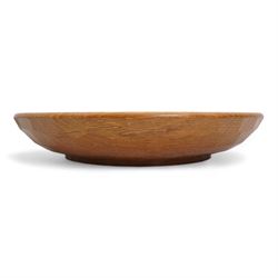 Mouseman - circular tooled oak fruit bowl, carved with mouse signature, by the workshop of Robert Thompson, Kilburn, D28.5cm 