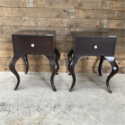 Pair of rosewood finish bedside chests