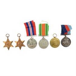 WWI two medals comprising Victory Medal and British War medal, awarded to 34818 PTE. J. Sh...