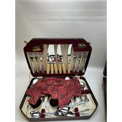 Canteen of cutlery for six, in a oak case, together with two other canteens 