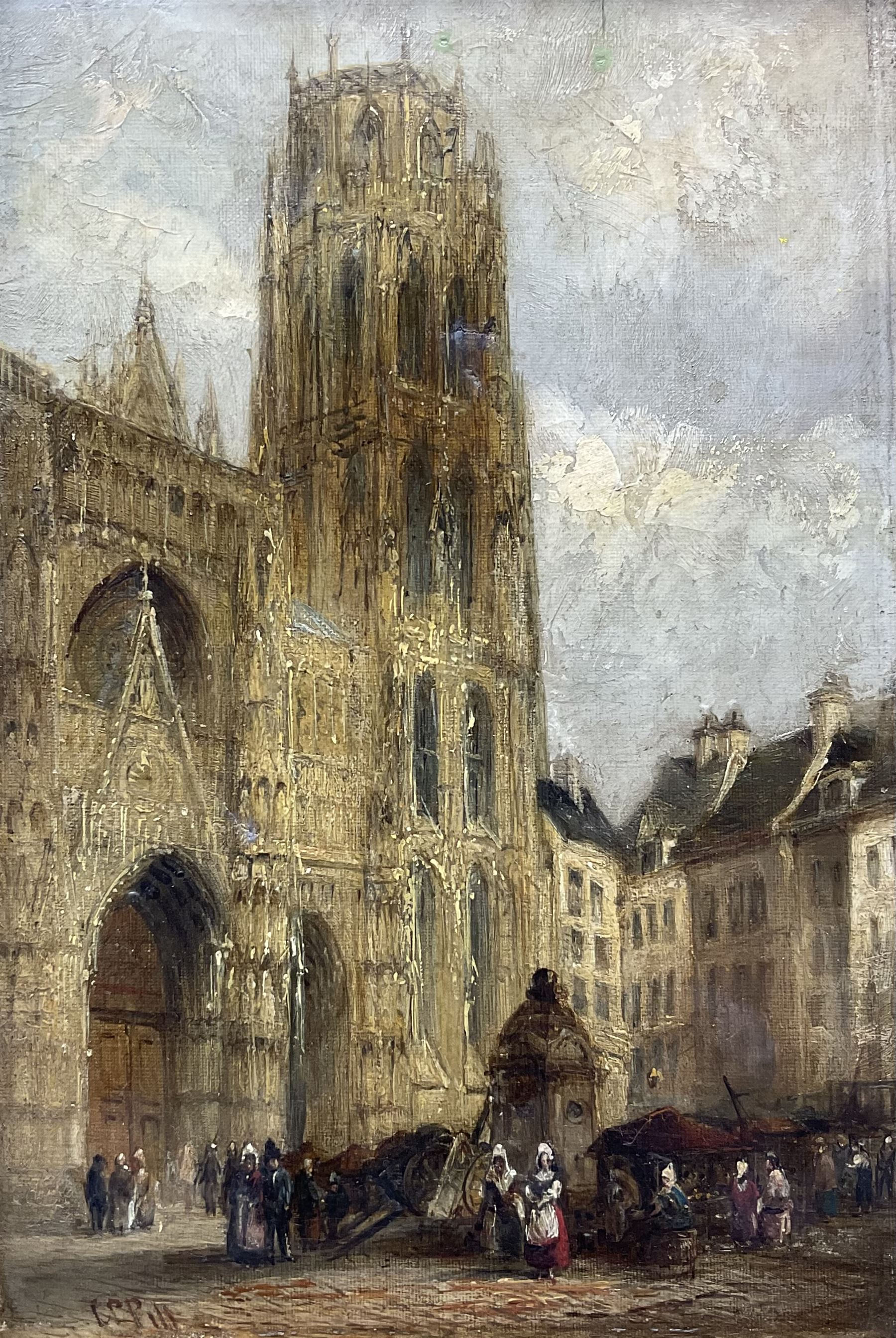 Charles Peter Pitt (British fl.1880-1895): 'Rouen Cathedral', oil on canvas signed, titled verso 30cm x 20cm 