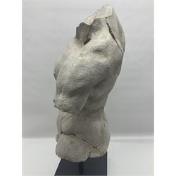 Composite sculpture of a Classical male torso on a stand, H65cm