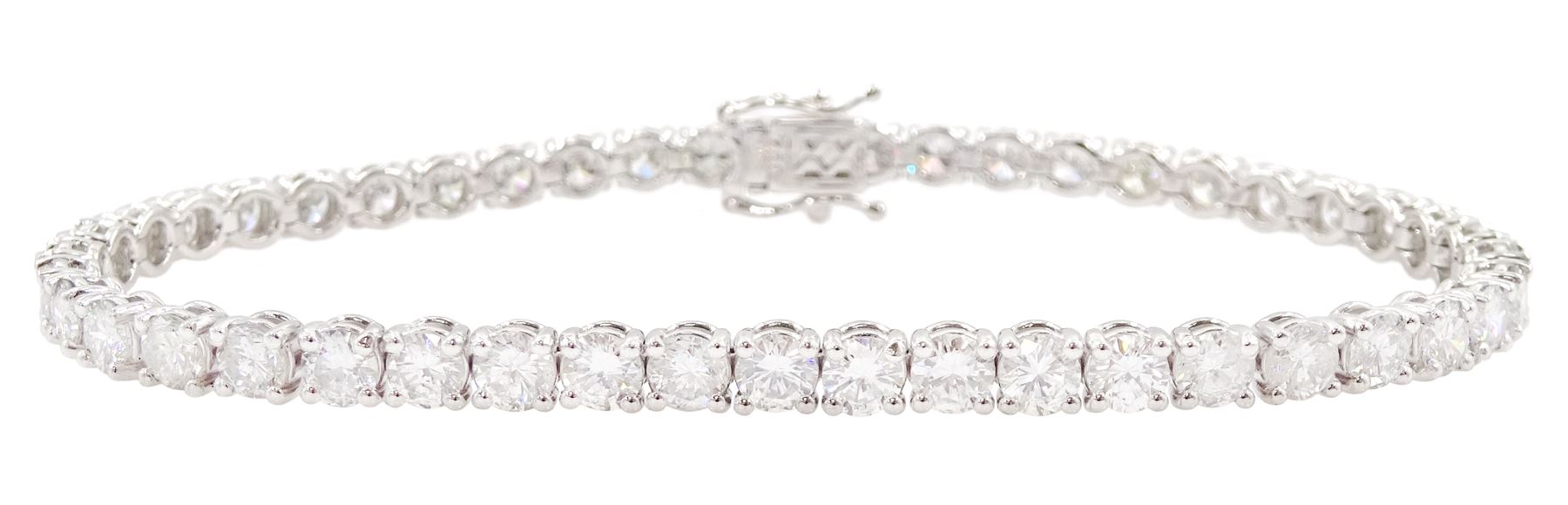 18ct white gold round brilliant cut diamond bracelet, total diamond weight approx 7.10 carat