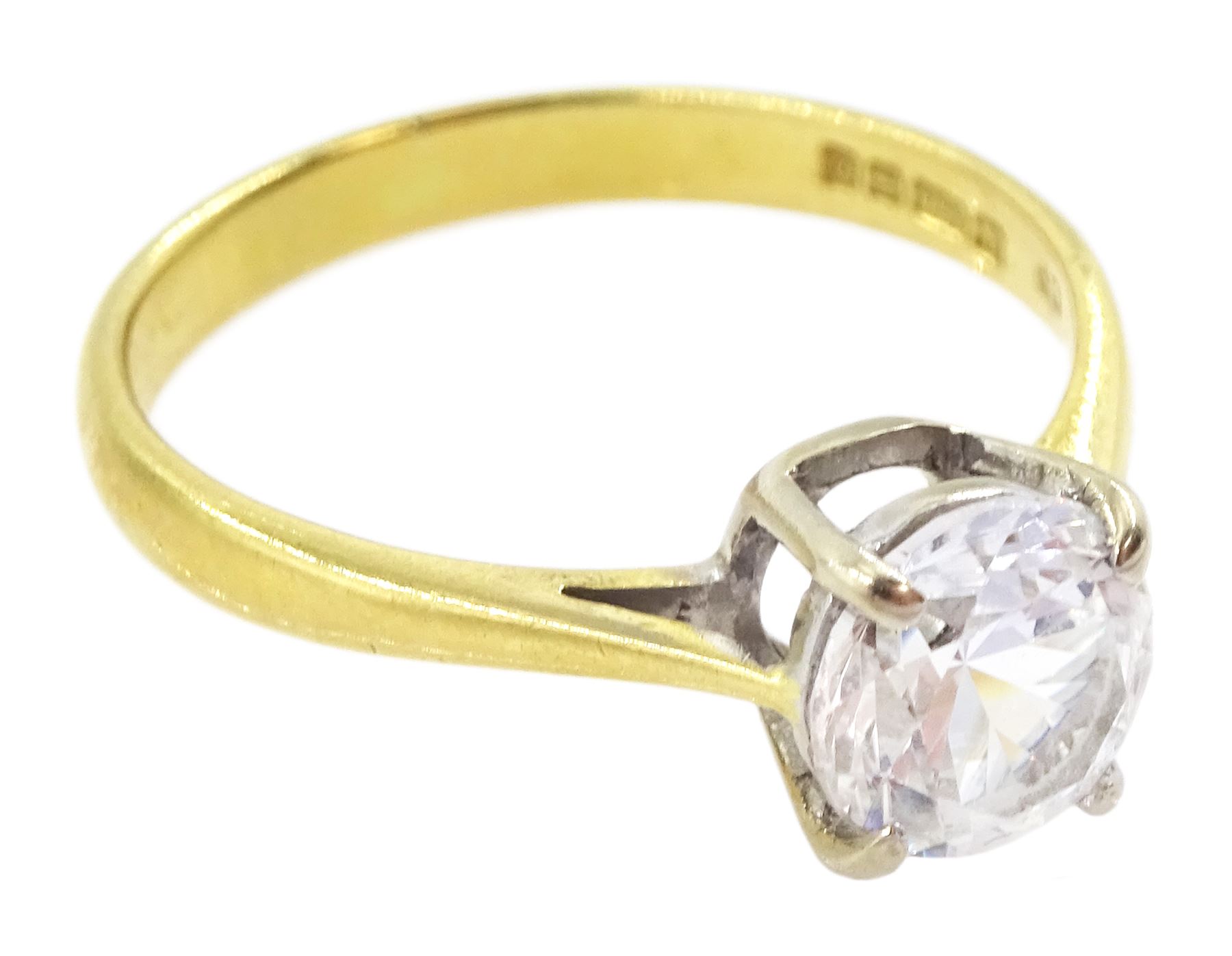 18ct gold single stone white spinel ring, Birmingham 1964