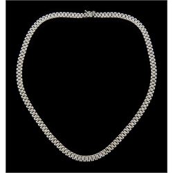 9ct white gold flattened link chain necklace, Birmingham import mark 1998