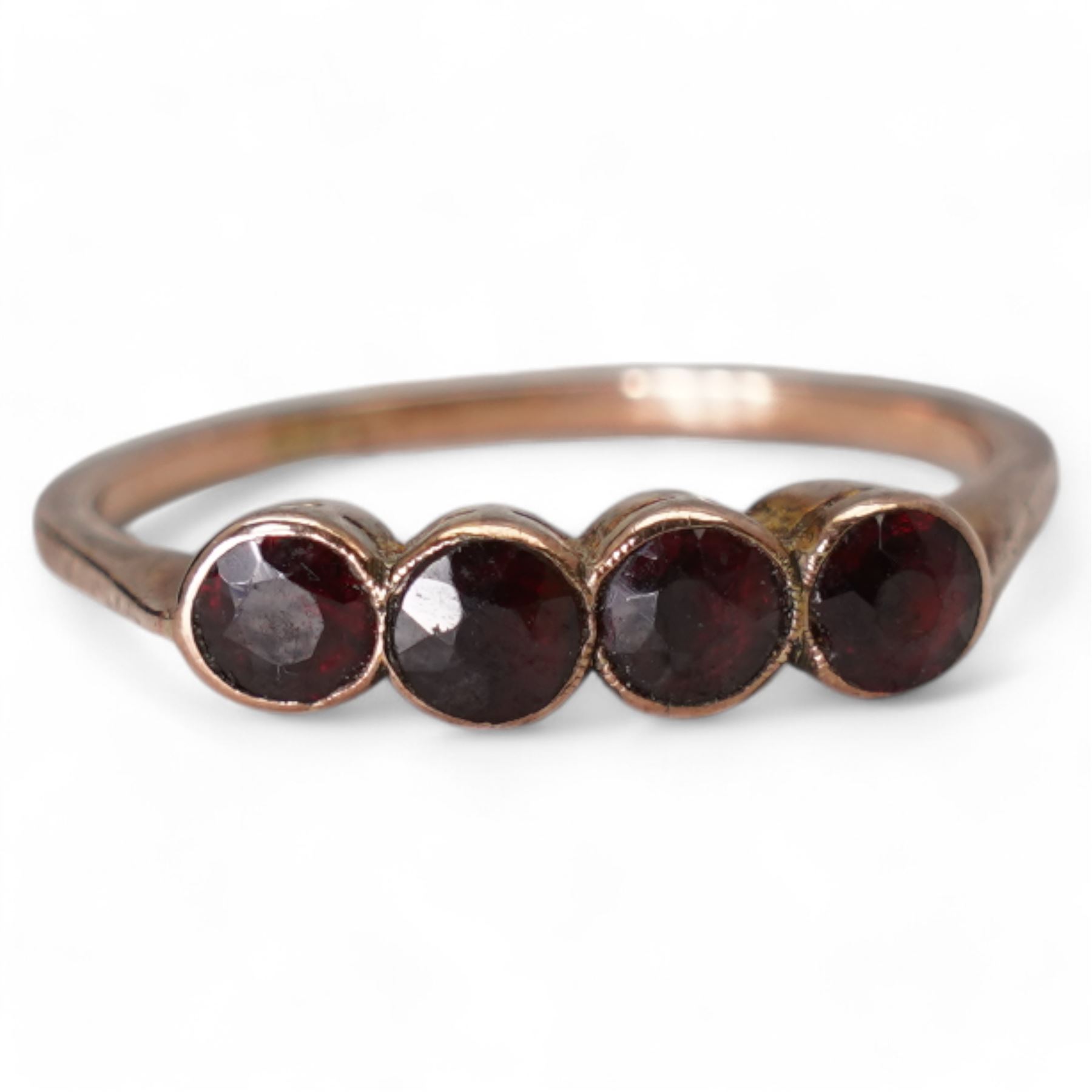 19th / early 20th century 9ct rose gold five stone garnet ring