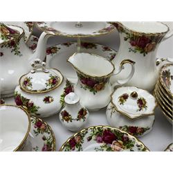 Royal Albert Old Country Roses pattern part tea service, to include teapot, water jug, six cups and saucers, covered sucrier, cake stand etc (39)