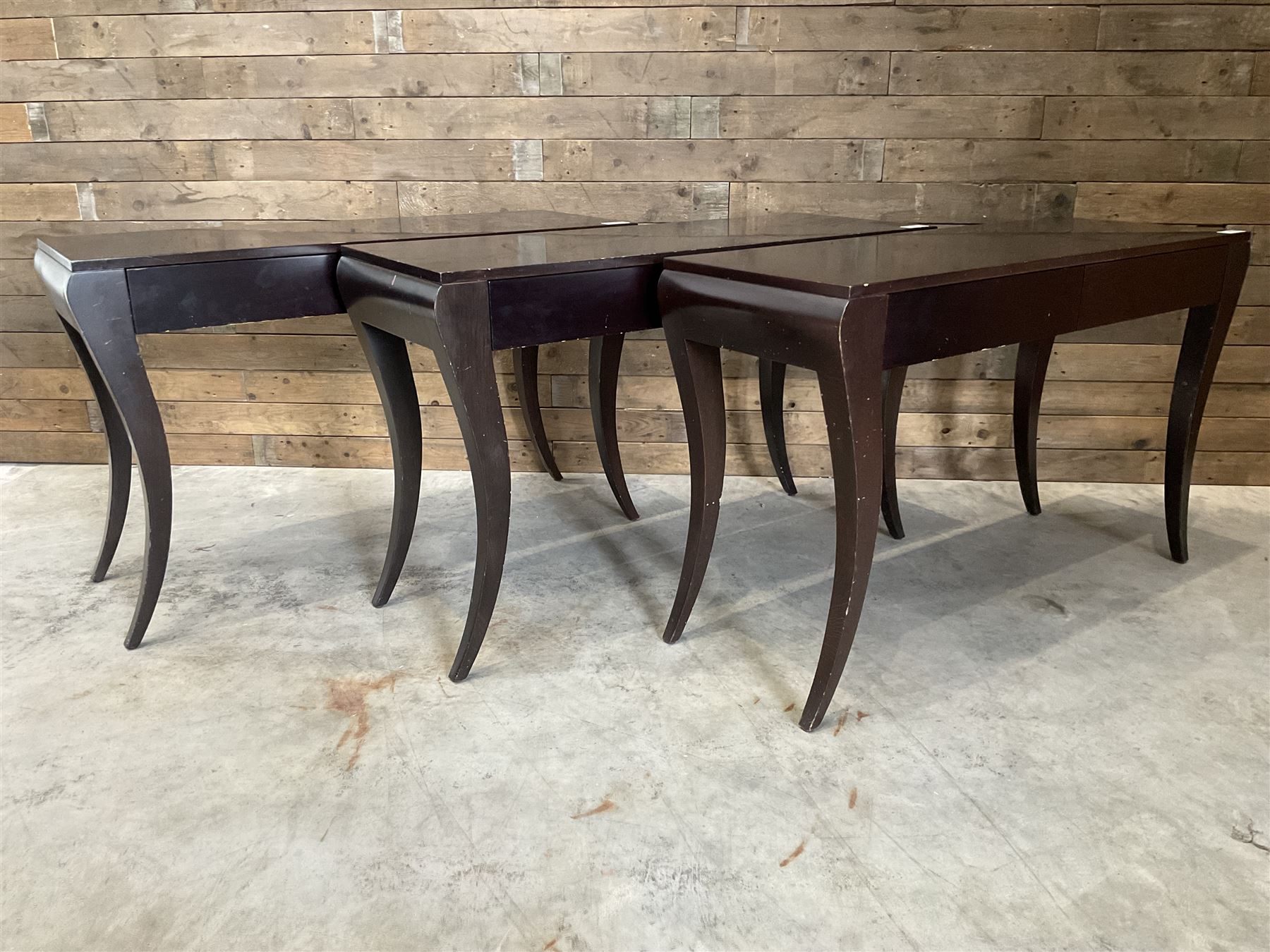 4 x rosewood console table, fitted with two soft-close drawers