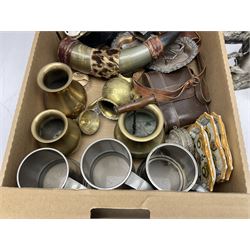 Three Italian faience dishes, together with pewter tankards and other collections 