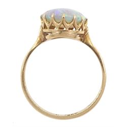 Gold single stone opal ring, stamped 9ct, opal approx 2.80 carat