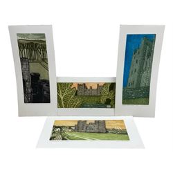 John Brunsdon ARCA (British 1933-2014): Views of Bolton Castle - Wensleydale, set four coloured etchings with aquatint signed titled and numbered in pencil 17cm x 37cm (4) (unframed)