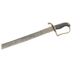 Infantry sword, curved single edge blade, smooth pommel and ribbed grip, overal L80cm