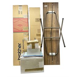 Brother knitting machine model KH-881, ribbing attachment model KR-850 and cone winder, all boxed