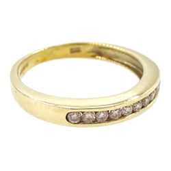 9ct gold channel set round brilliant cut diamond half eternity ring, hallmarked