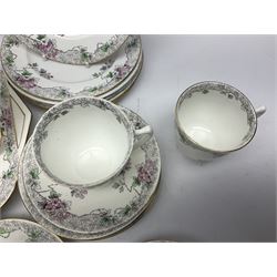 Shelley Bramble Rose pattern tea service, comprising milk jug, open sucrier, ten cups and twelve saucers, twelve dessert plates and two cake plates (38)