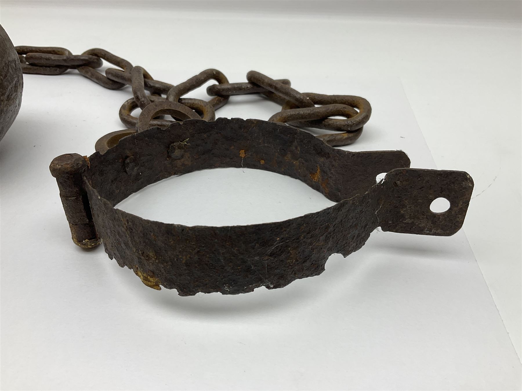Late 19th/early 20th century prisoners iron ball and chain, with