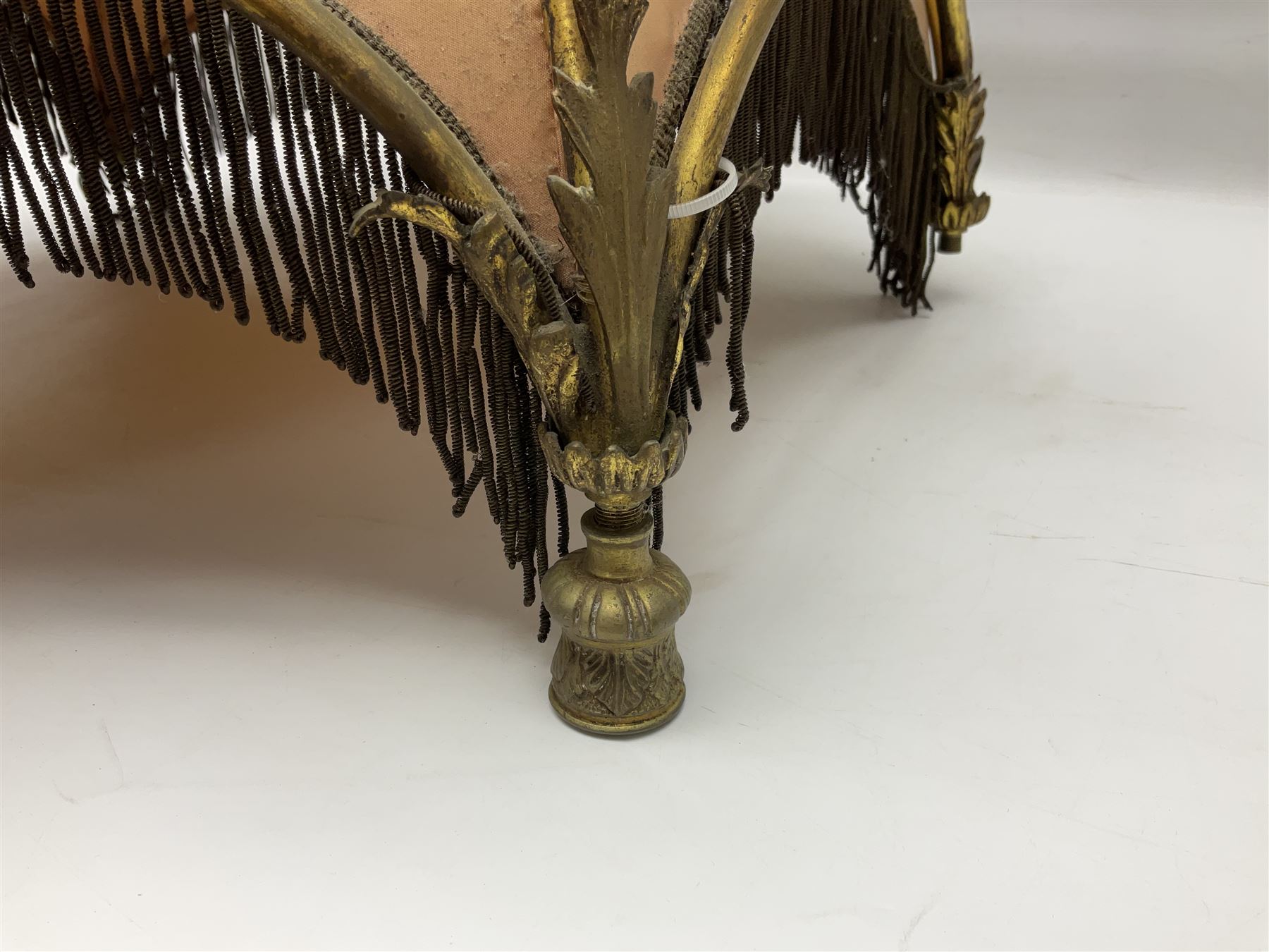 Brass framed ceiling light with eagle finial, H55cm