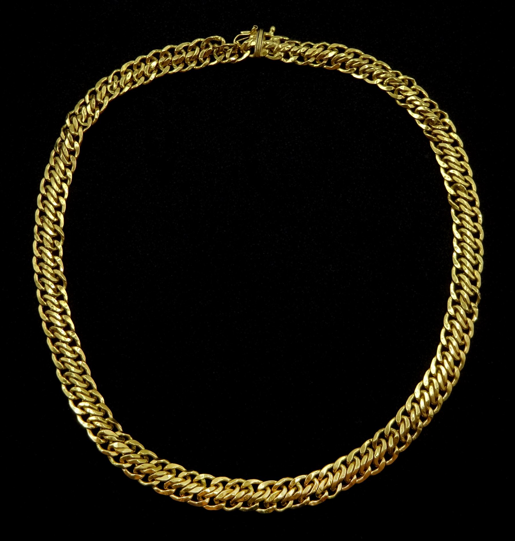 18ct gold flattened link necklace, Sheffield import mark 1992 ...