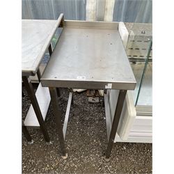 Two small stainless steel preparation tables - THIS LOT IS TO BE COLLECTED BY APPOINTMENT FROM DUGGLEBY STORAGE, GREAT HILL, EASTFIELD, SCARBOROUGH, YO11 3TX