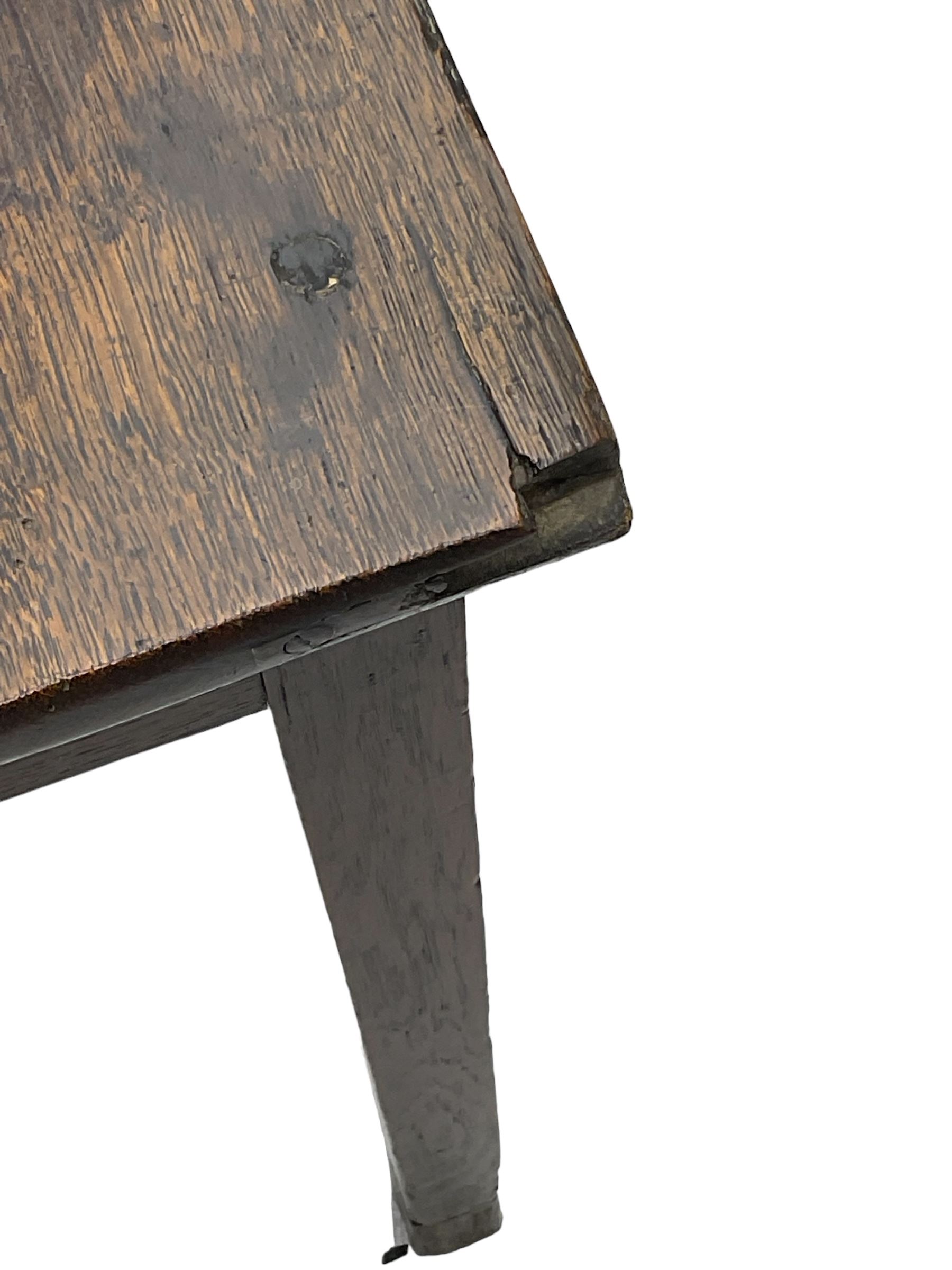 19th century oak side table, rectangular top over two drawers, on square tapering supports 