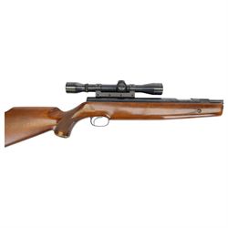 Weihrauch model HW77 air rifle, cal.177/4.5, with Weaver Challenger C4R scope, overall L112cm, serial no 1014905