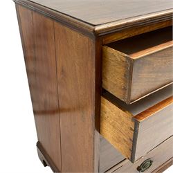 George III mahogany chest, fitted with two short and three long cock-beaded drawers, raised on bracket feet