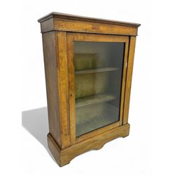 Victorian inlaid walnut pier display cabinet, moulded rectangular top over single glazed d...